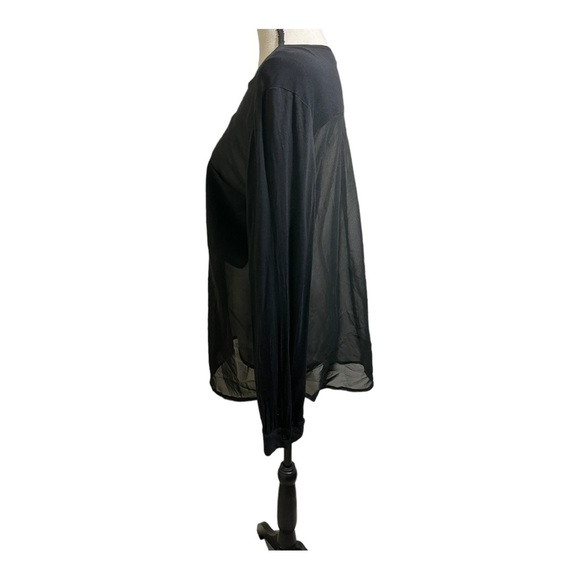 Retimans women sheer long sleeve blouse black button down size XXlarge - Picture 5 of 9